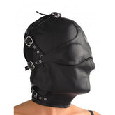Lederen kap met afneembare blinddoek en snuit - PlayForFun